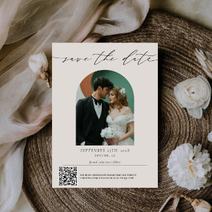 Moderne Minimalistische Script Qr Code Huwelijksfo Save The Date