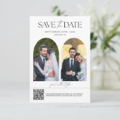 Moderne Minimalistische Script Qr Code Trouwfoto  Save The Date (Staand voorkant)