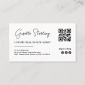Moderne Minimalistische Script QR-code Visitekaartje (Achterkant)
