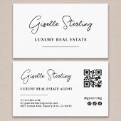 Moderne Minimalistische Script QR-code Visitekaartje
