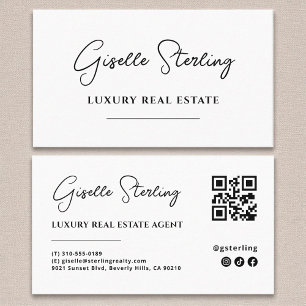 Moderne Minimalistische Script QR-code Visitekaartje