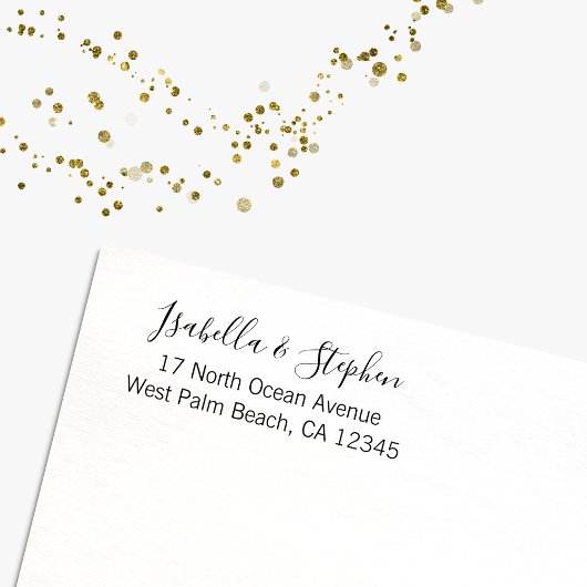 Moderne Minimalistische Script Retouradres Paren Rubberstempel