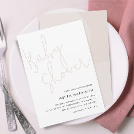 Moderne Minimalistische Script Roze Baby Shower Kaart