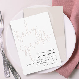 Moderne Minimalistische Script Roze Baby Sprinkle Kaart