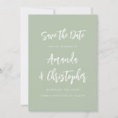 Moderne Minimalistische Script Salie Groen Save th Aankondiging (Voorkant)