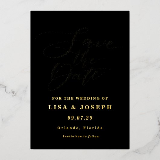 Moderne Minimalistische Script Save the Date Folie Uitnodiging (Voorkant)