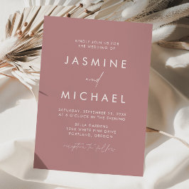 Moderne Minimalistische Script Stof Roze Huwelijk Kaart