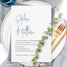 Moderne Minimalistische Script Stofblauw | Trouwen Kaart