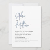 Moderne Minimalistische Script Stofblauw | Trouwen Kaart (Voorkant)