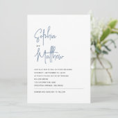 Moderne Minimalistische Script Stofblauw | Trouwen Kaart (Staand voorkant)