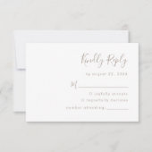 Moderne Minimalistische Script Taupe Bruiloft RSVP Kaartje (Voorkant)