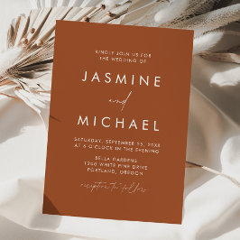 Moderne Minimalistische Script Terracotta Bruiloft Kaart