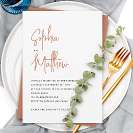 Moderne Minimalistische Script Terracotta | Trouwe Kaart