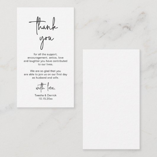 Moderne Minimalistische Script, Trouw Dank Brief Informatiekaartje (Voorkant / Achterkant)