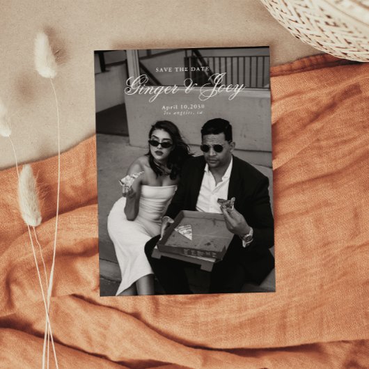 Moderne Minimalistische Script Trouwdatum Bewaar d Kaart