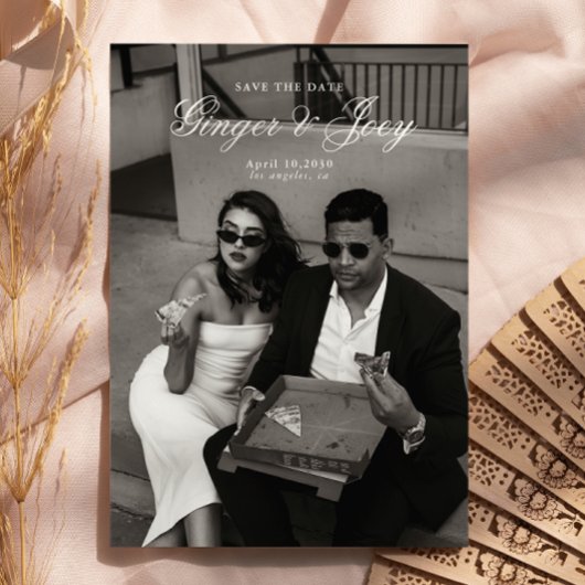 Moderne Minimalistische Script Trouwdatum Bewaar d Kaart