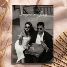 Moderne Minimalistische Script Trouwdatum Bewaar d Kaart