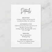 Moderne Minimalistische Script Trouwdetails Kaart (Voorkant)