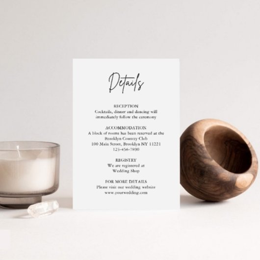 Moderne Minimalistische Script Trouwdetails Kaart