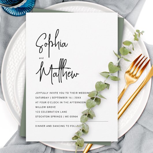 Moderne Minimalistische Script | Trouwen Kaart