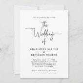 Moderne Minimalistische Script Trouwkaarten Kaart (Voorkant)