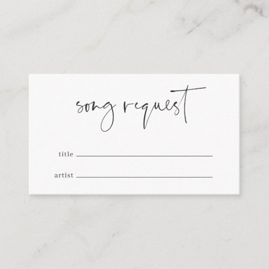 Moderne Minimalistische Script Trouwlied Verzoek Informatiekaartje (Voorkant)