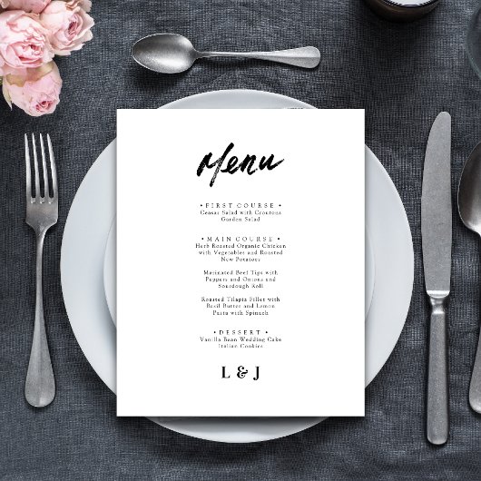 Moderne Minimalistische Script Trouwmenu Kaarten