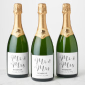 Moderne Minimalistische Script Typografie Trouwdag Sparkling Wijnetiket (Flessen)