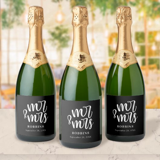 Moderne Minimalistische Script Typografie Trouwen Sparkling Wijnetiket