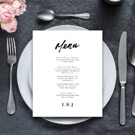 Moderne Minimalistische Script Wedding Menu Kaarte