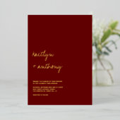 Moderne Minimalistische Script Wedding Real Folie Uitnodiging (Staand Voorkant)