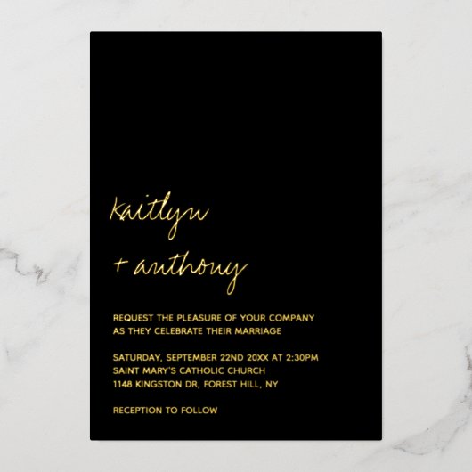 Moderne Minimalistische Script Wedding Real Folie Uitnodiging (Voorkant)