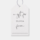 Moderne Minimalistische Script Weergave Shower Cadeaulabel (Voorkant)