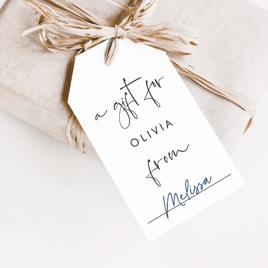 Moderne Minimalistische Script Weergave Shower Cadeaulabel