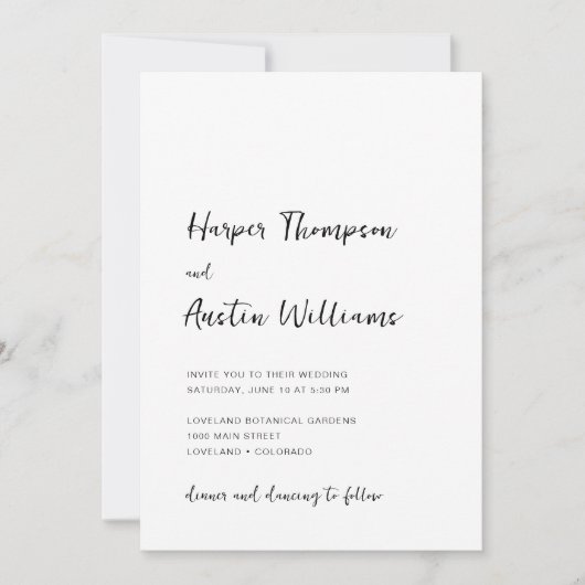 Moderne Minimalistische Script Witte Trouwdag Kaart (Voorkant)