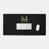 Moderne Minimalistische Script Zwart Gouden Monogr Bureaumat (Keyboard & Muis)
