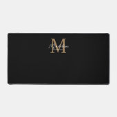 Moderne Minimalistische Script Zwart Gouden Monogr Bureaumat (Voorkant)