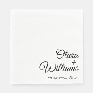 Moderne Minimalistische Script | Zwart-Wit Huwelij Servet