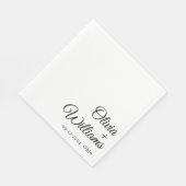 Moderne Minimalistische Script | Zwart-Wit Huwelij Servet (Hoek)