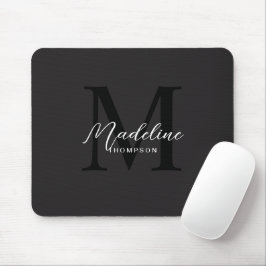 Moderne Minimalistische Script Zwarte Monogram Muismat