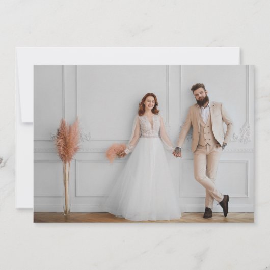 Moderne, minimalistische scriptbruiloft bedankkaart (Voorkant)