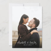 Moderne, minimalistische scriptbruiloft kaart (Achterkant)