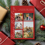 Moderne minimalistische scriptfamilie fotocollage feestdagenkaart<br><div class="desc">Creëer uw eigen familie foto collage vakantie kaart. Vier het vakantieseizoen met gepersonaliseerde kerstkaarten met uw favoriete familiefoto's.</div>