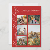 Moderne minimalistische scriptfamilie fotocollage feestdagenkaart (Voorkant)