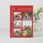 Moderne minimalistische scriptfamilie fotocollage feestdagenkaart (Staand voorkant)