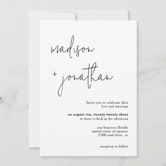 Moderne, minimalistische scriptfoto klassieke brui kaart (Achterkant)