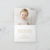 Moderne minimalistische scriptfotodoop bedankkaart (Binnen)