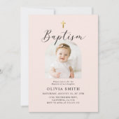 Moderne minimalistische scriptfotodoop kaart (Voorkant)