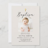 Moderne minimalistische scriptfotodoop kaart (Voorkant)