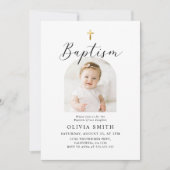 Moderne minimalistische scriptfotodoop kaart (Voorkant)